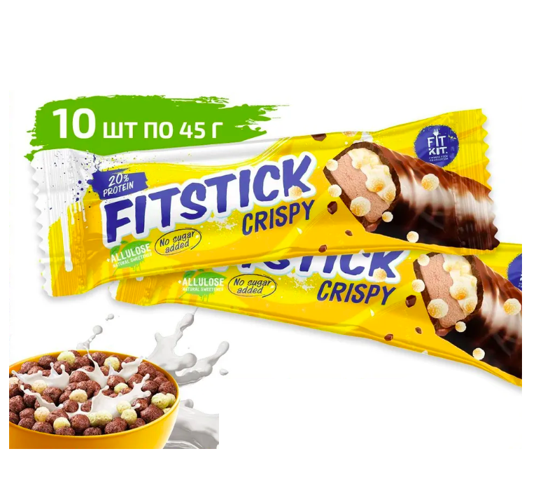 Спортивный батончик Fit Kit FITSTICK CRISPY 10 шт по 45 г