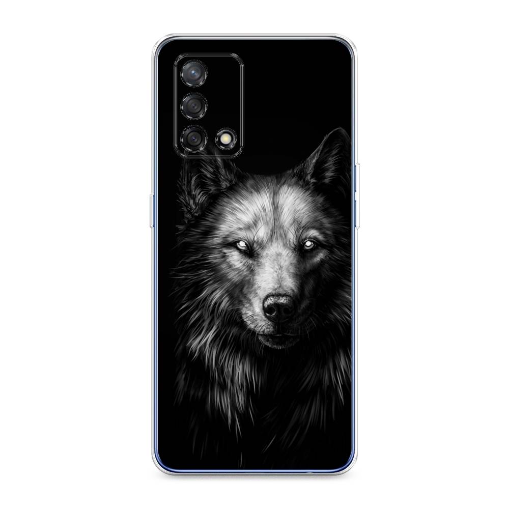 фото Силиконовый чехол "волк черно белый" на oppo a74 awog