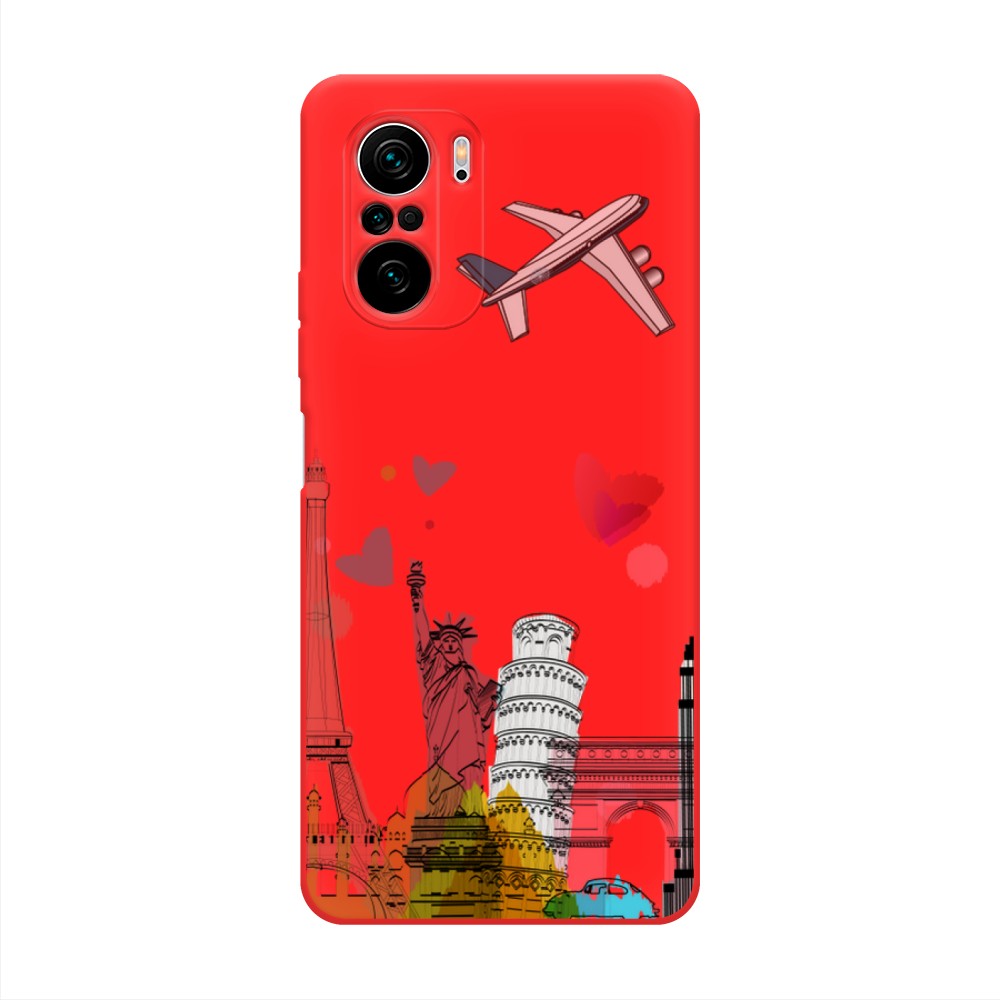 фото Матовый силиконовый чехол "самолет путешествий" на xiaomi poco f3 awog