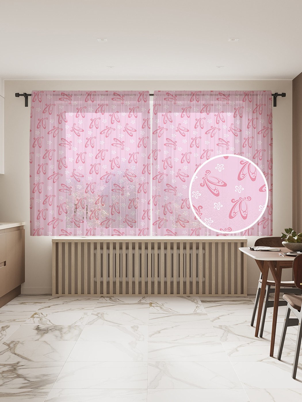 

Фототюль JoyArty "Детские пуанты", 145x180 см (2 полотна со шторной лентой + 50 крючков), Детские пуанты