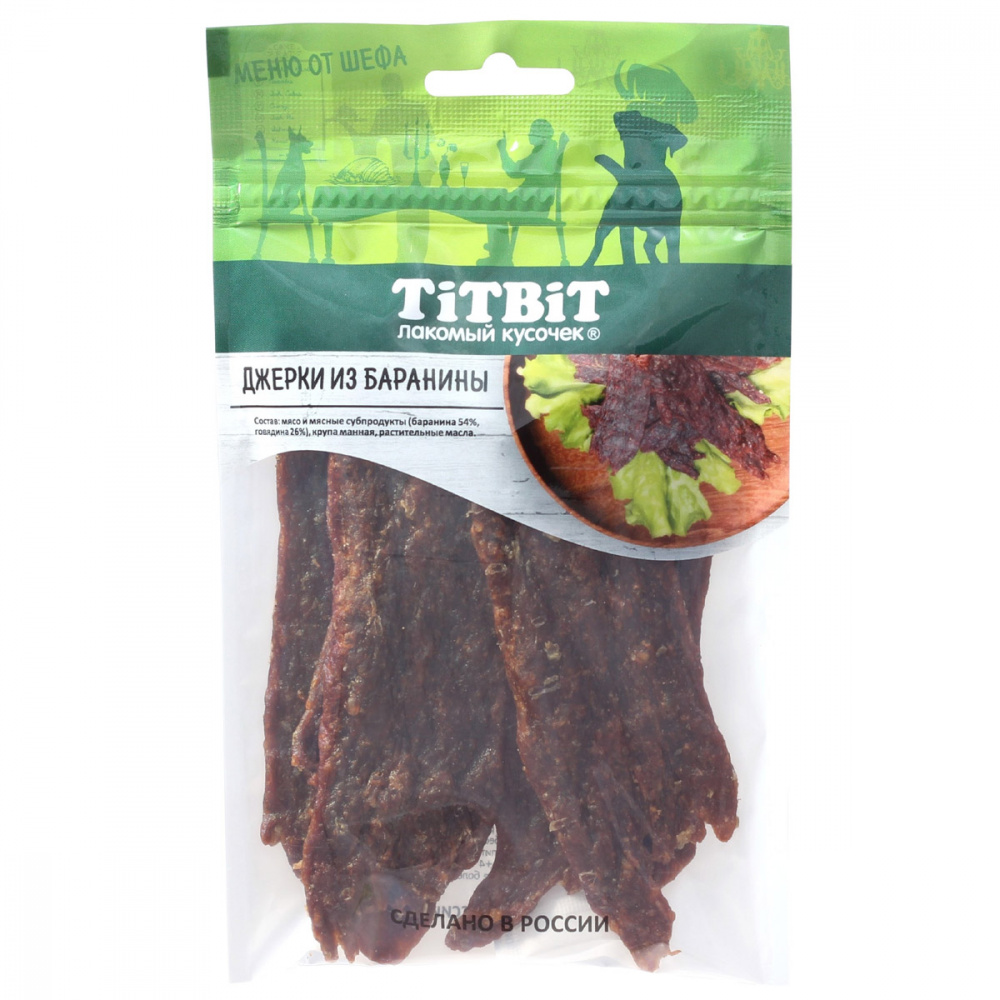 

Лакомство для собак TITBIT Меню от Шефа Джерки мясные из баранины, 70г