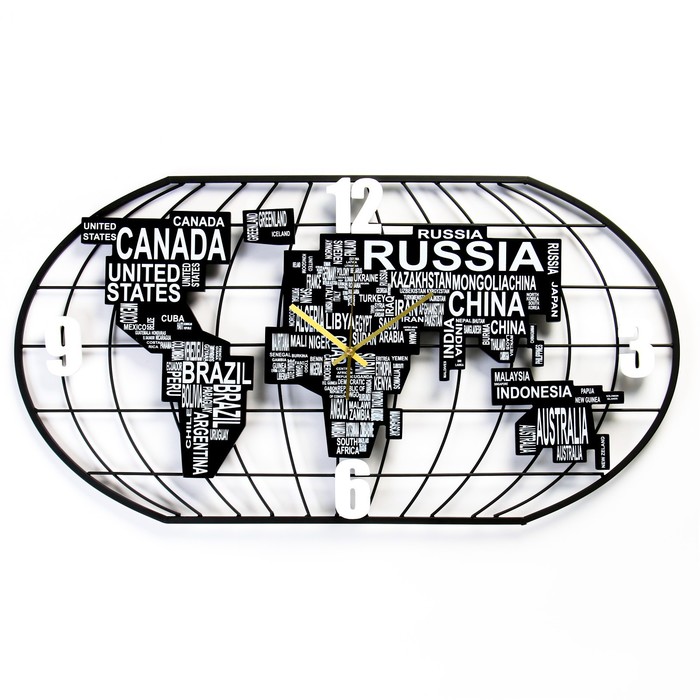 Часы настенные Карта мира, плавный ход, 40х78 см