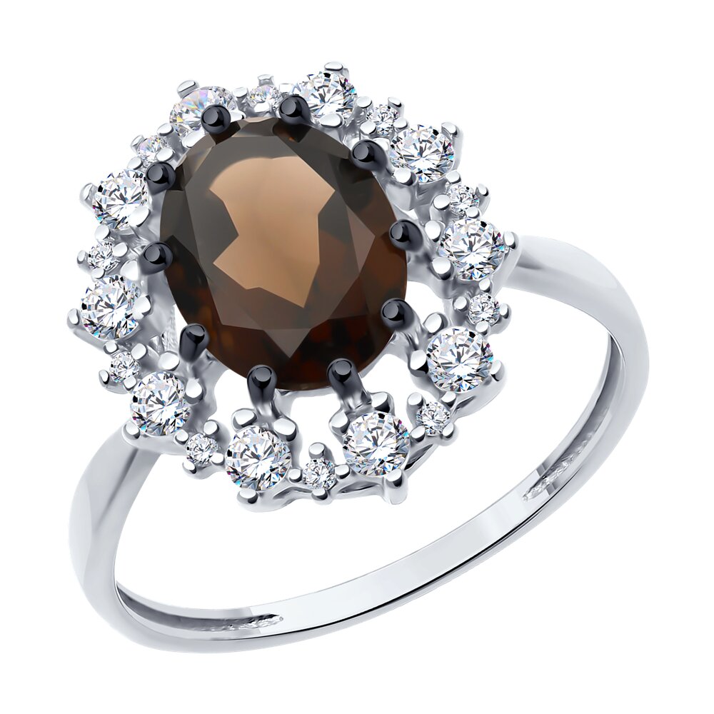 

Кольцо из серебра р.  Diamant 94-310-02042-4, фианит\раухтопаз, 94-310-02042-4