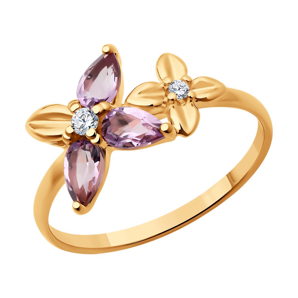 

Кольцо из серебра р. 16 Diamant 93-310-02061-2, фианит\аметист, 93-310-02061-2