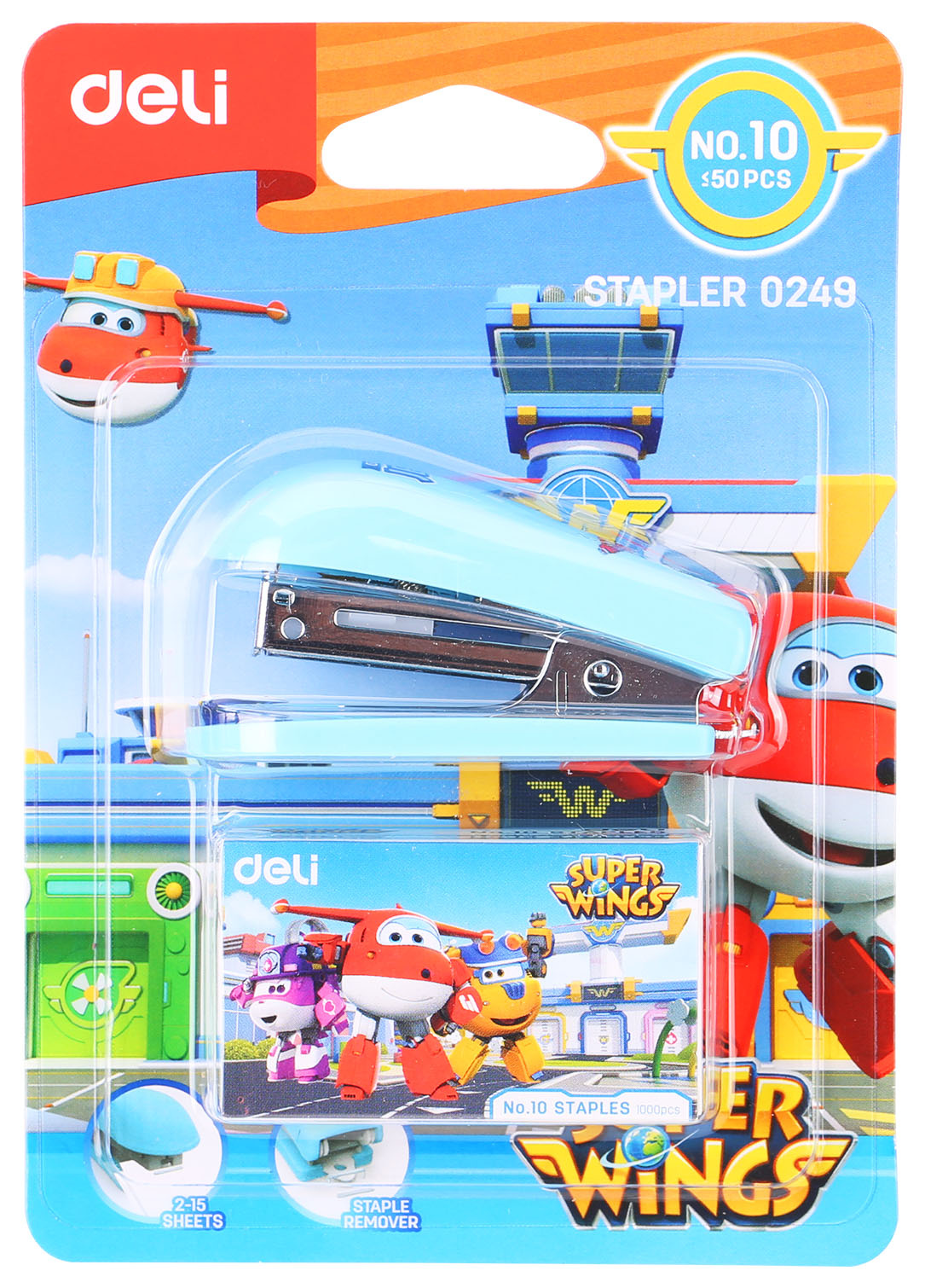 

Степлер настольный Deli E0249 Super Wings 24/6 26/6, 12листов ассорти 40скоб, 12шт в упак., Разноцветный
