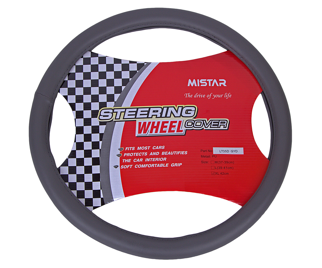 

Оплетка руля (XL) 41-43см серая кожаная MISTAR MIS-LT35D GY (XL), Серый, MIS-LT35D GY (XL)