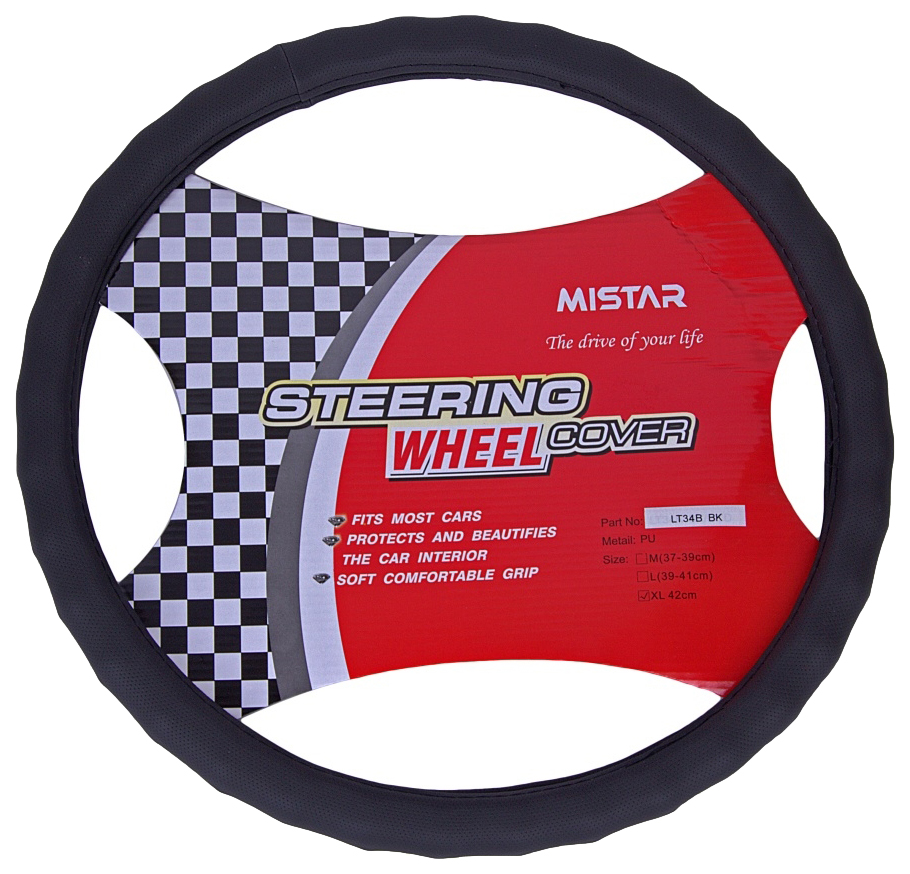

Оплетка руля (XL) 41-43см черная кожаная MISTAR MIS-LT34B BK (XL), Черный, MIS-LT34B BK (XL)