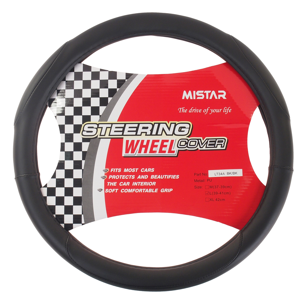 

Оплетка руля (L) 39-41см черная кожа MISTAR MIS-LT34A BK (L), Черный, MIS-LT34A BK (L)