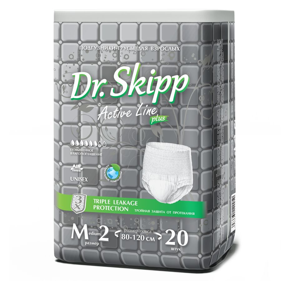 Белье впитывающее для взрослых Dr. Skipp Active Line размер М 80-120 см 20 шт.