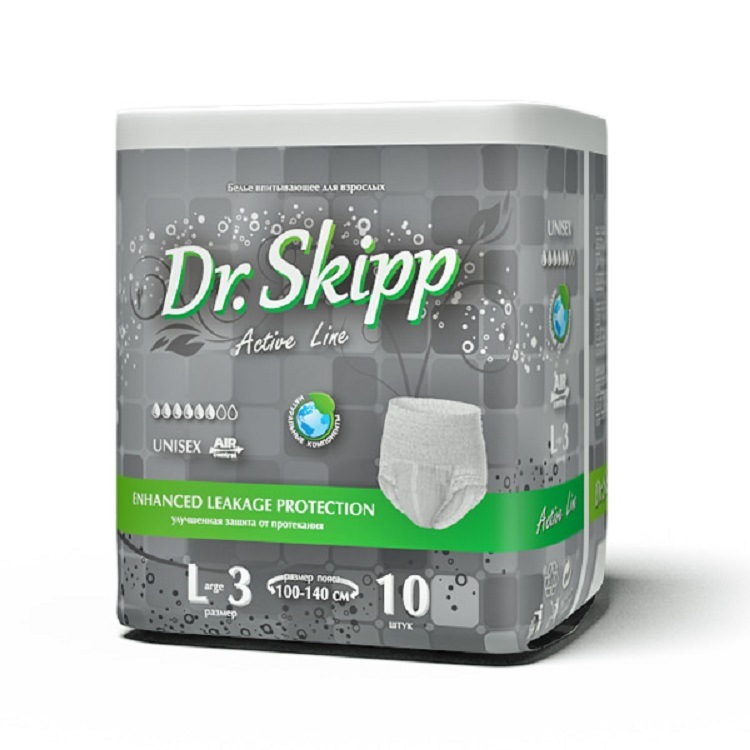 фото Трусы-подгузники для взрослых dr. skipp active line размер l-3 100-140 см 10 шт. dr.skipp