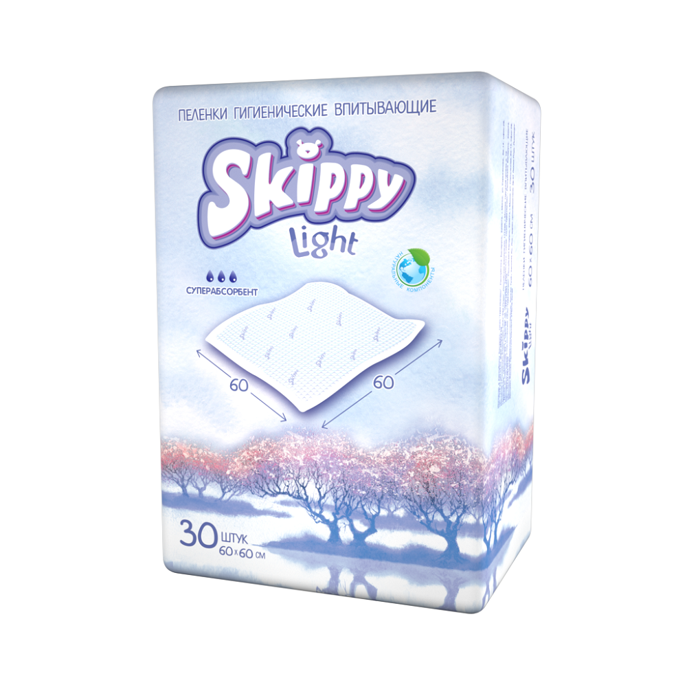 

Пеленки гигиенические впитывающие одноразовые Skippy Light 60х60, 30 шт, Light