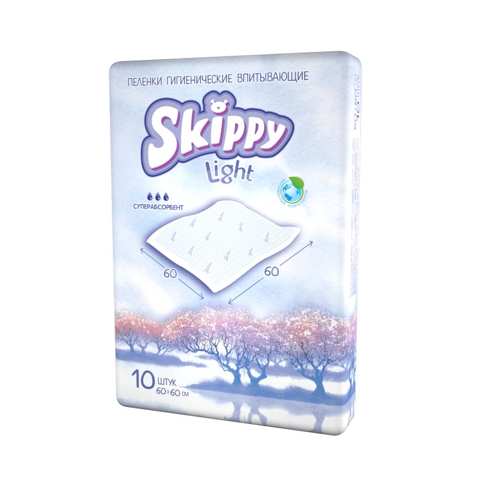 

Гигиенические пеленки детские Skippy Light, р-р 60x60 10 шт, Light