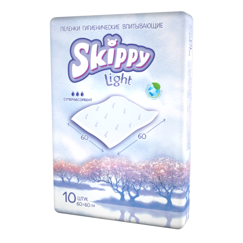 фото Гигиенические пеленки детские skippy light, р-р 60x60 10 шт.