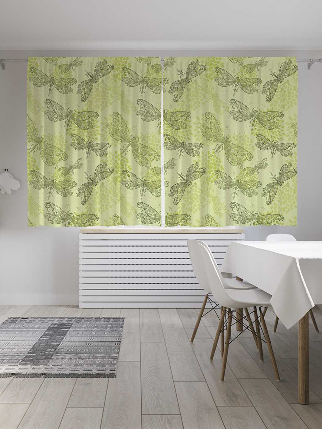 

Классические шторы JoyArty "Болотные стрекозы", серия Oxford DeLux, 2 полотна 145x180 см, Болотные стрекозы