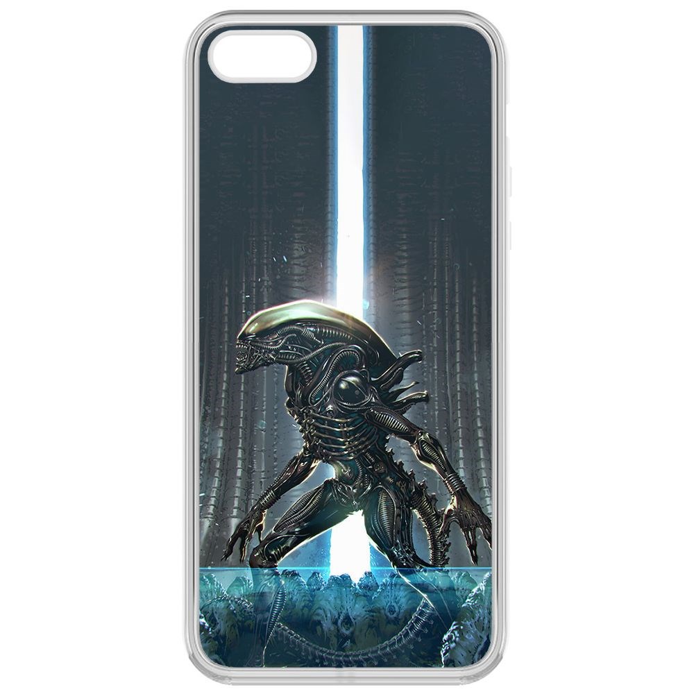 

Чехол-накладка Krutoff Clear Case Чужой, Тревога для iPhone 5S, Прозрачный