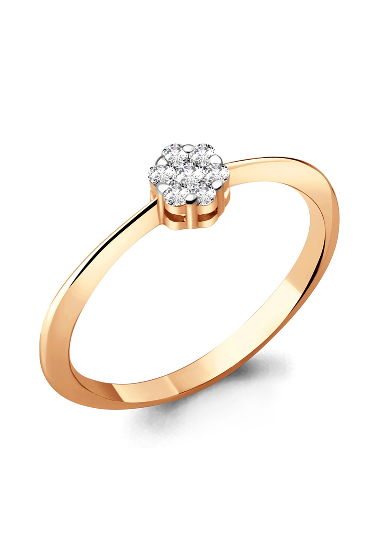 Кольцо помолвочное из красного золота с фианитом р. 17 Kari Jewelry 632741А.1
