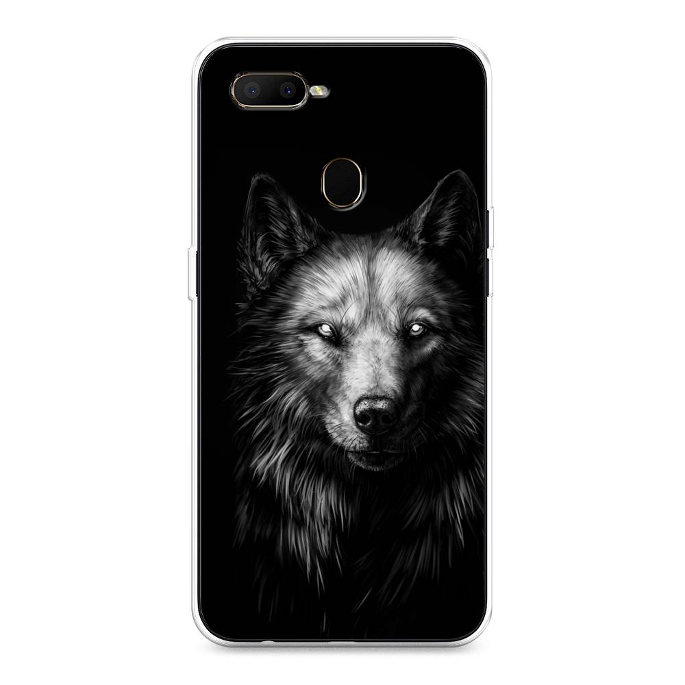 фото Силиконовый чехол "волк черно белый" на oppo a5s awog