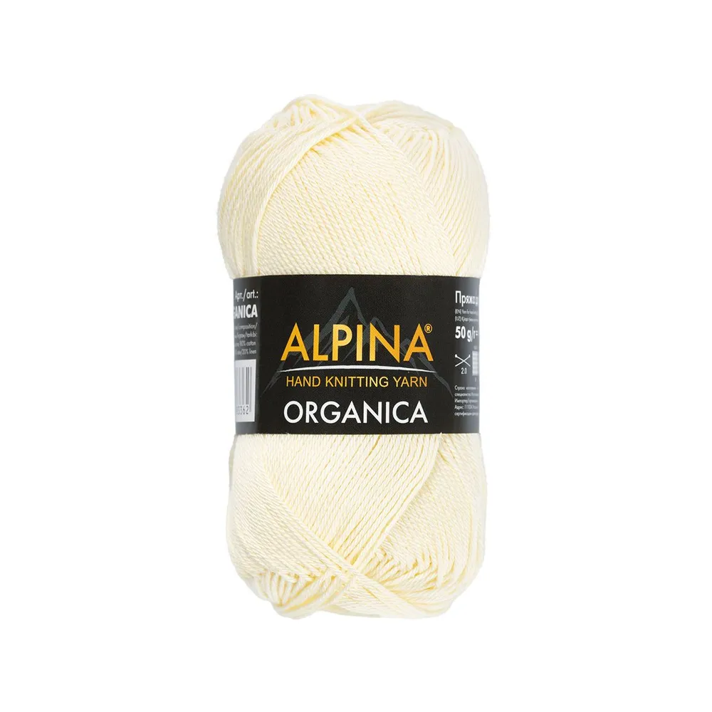 

Пряжа ALPINA ORGANICA 80% хлопок, 20% лён 2 шт. х 50 г 170 м №09 св.желтый