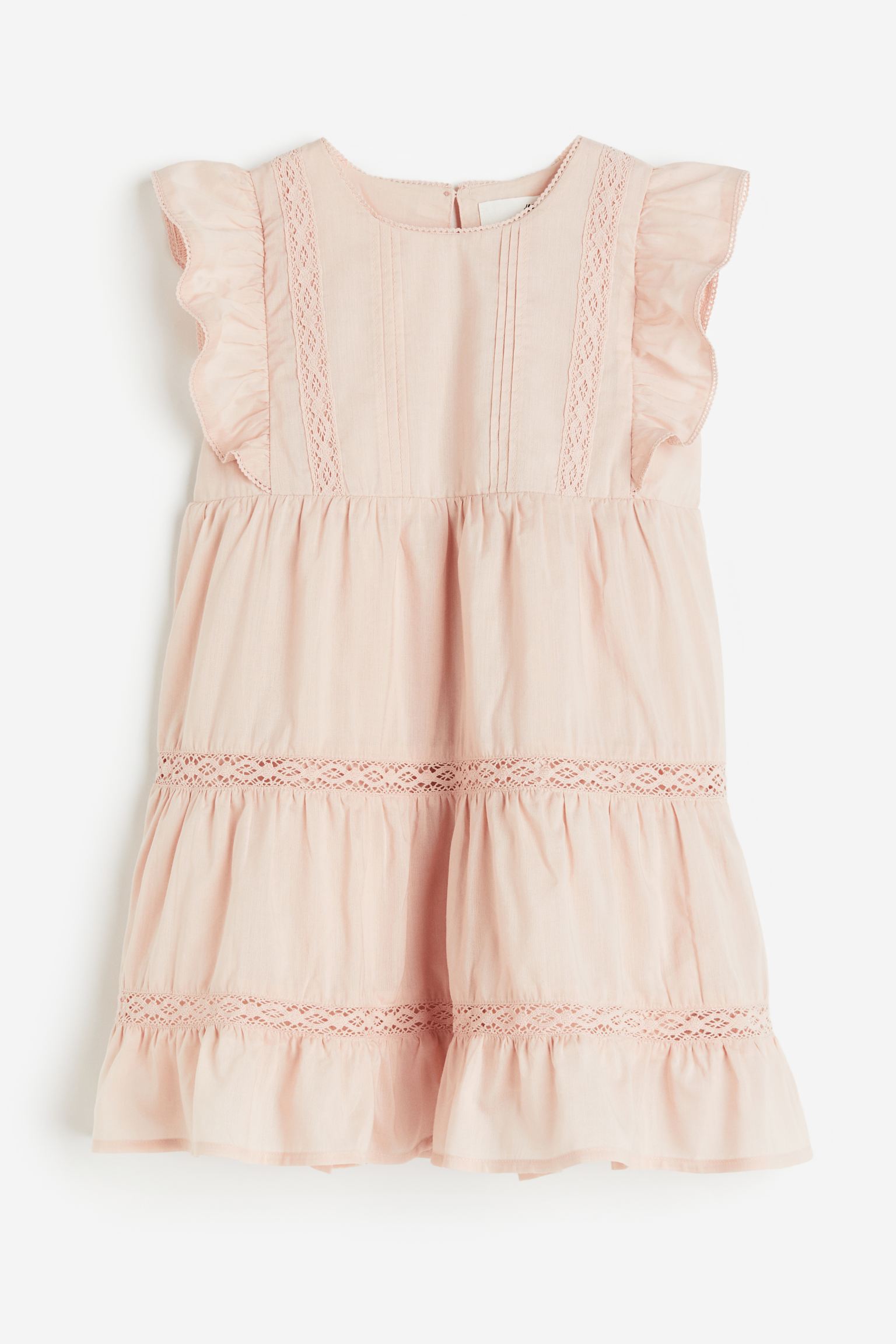 Платье с оборками и кружевными деталями H&M 104 пудрово-розовый (доставка из-за рубежа)