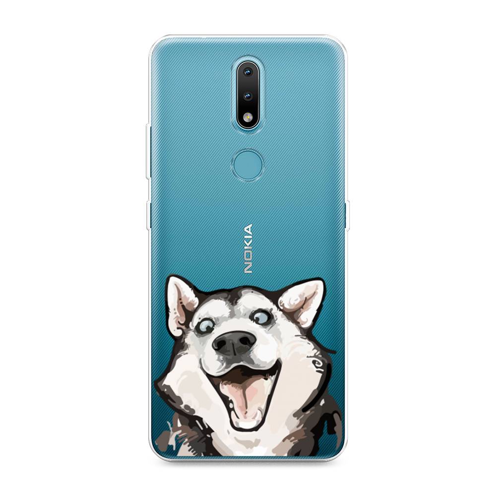 

Чехол Awog на Nokia 2.4 / Нокиа 2.4 "Радостный хаски", Белый;голубой;черный, 123850-1