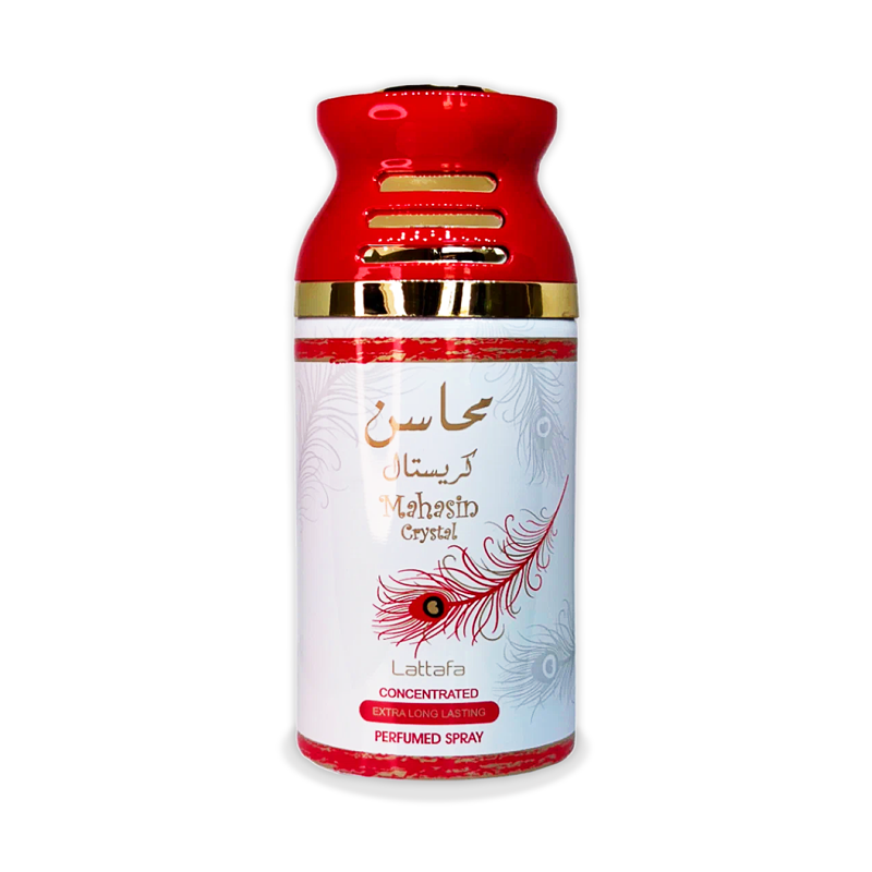 Парфюмированный дезодорант Lattafa Perfumes Mahasin Crystal, 250 мл rexona men антиперспирант спрей антибактериальный и невидимый на черной и белой одежде