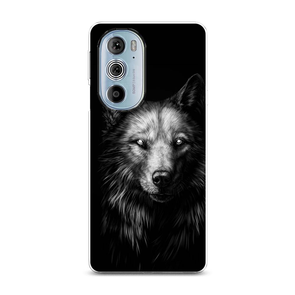 фото Силиконовый чехол "волк черно белый" на motorola edge 30 pro awog