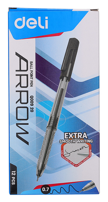 

Ручка шариков. Deli Arrow EQ00920 прозрачный/черный d=0.7мм черн. черн.