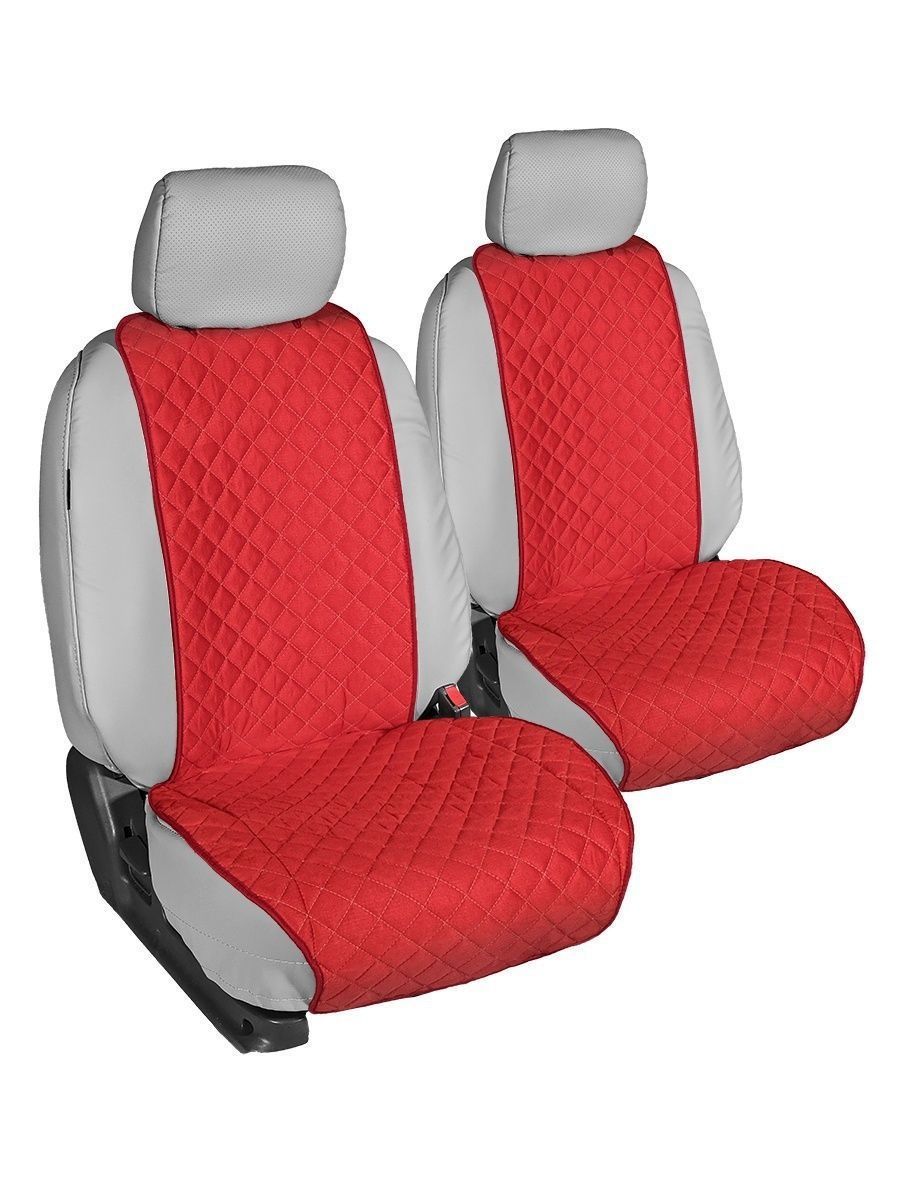Накидка на сиденье AVTOLIDER1  Премиум Алькантара на переднее сиденье красная, 1 шт