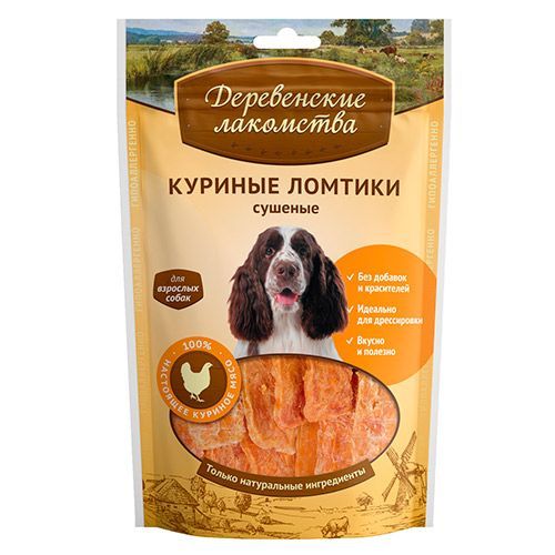 

Лакомство для собак ДЕРЕВЕНСКИЕ ЛАКОМСТВА Куриные ломтики сушеные, 90 г