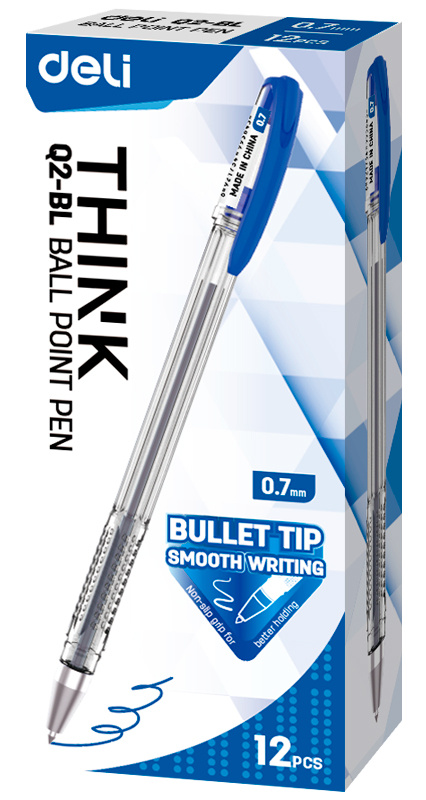 

Ручка шариковая Deli Think EQ2-BL 0,7 мм синие чернила 12 шт