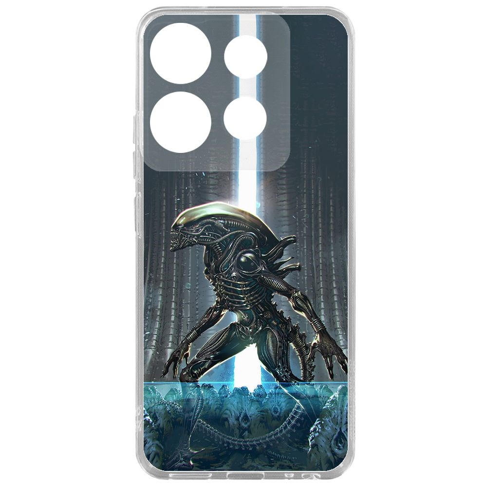 

Чехол-накладка Krutoff Clear Case Чужой, Тревога для Tecno POP 7 Pro, Прозрачный