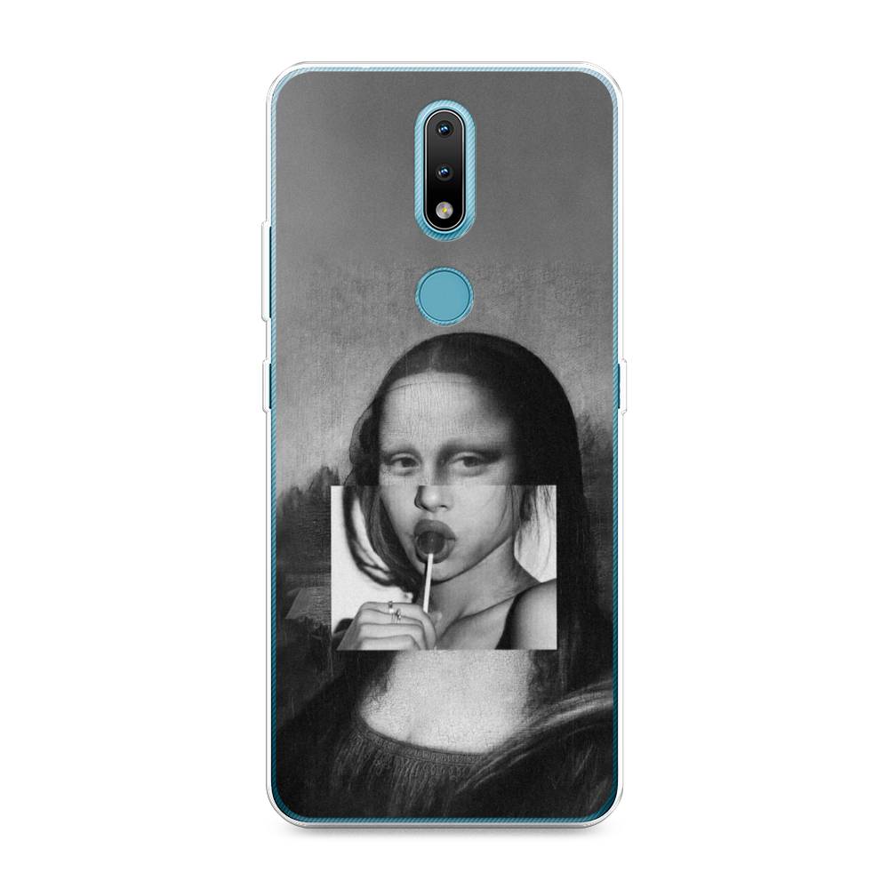 

Чехол Awog на Nokia 2.4 / Нокиа 2.4 "Mona Lisa sucking lollipop", Серый, 123850-9