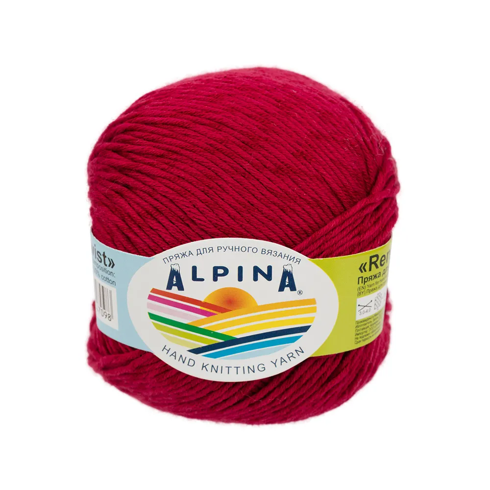 

Пряжа ALPINA RENE TWIST 100% хлопок 2 шт. х 50 г 125 м №04 вишневый, Красный
