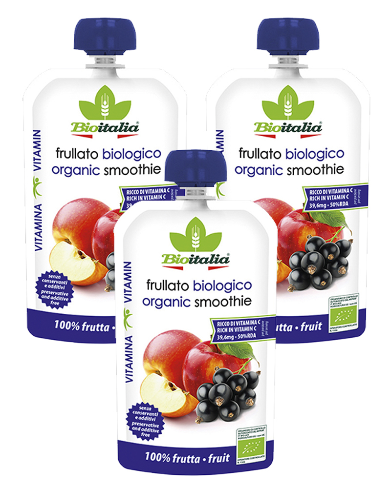 

Пюре Bioitalia из Яблока и Черной Смородины-Смузи 120 гр. - 3шт.