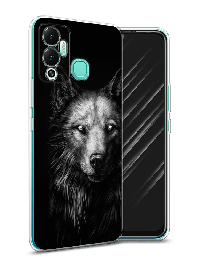 

Чехол Awog на Infinix Hot 12 Play "Волк черно белый", Разноцветный, 3101750-1