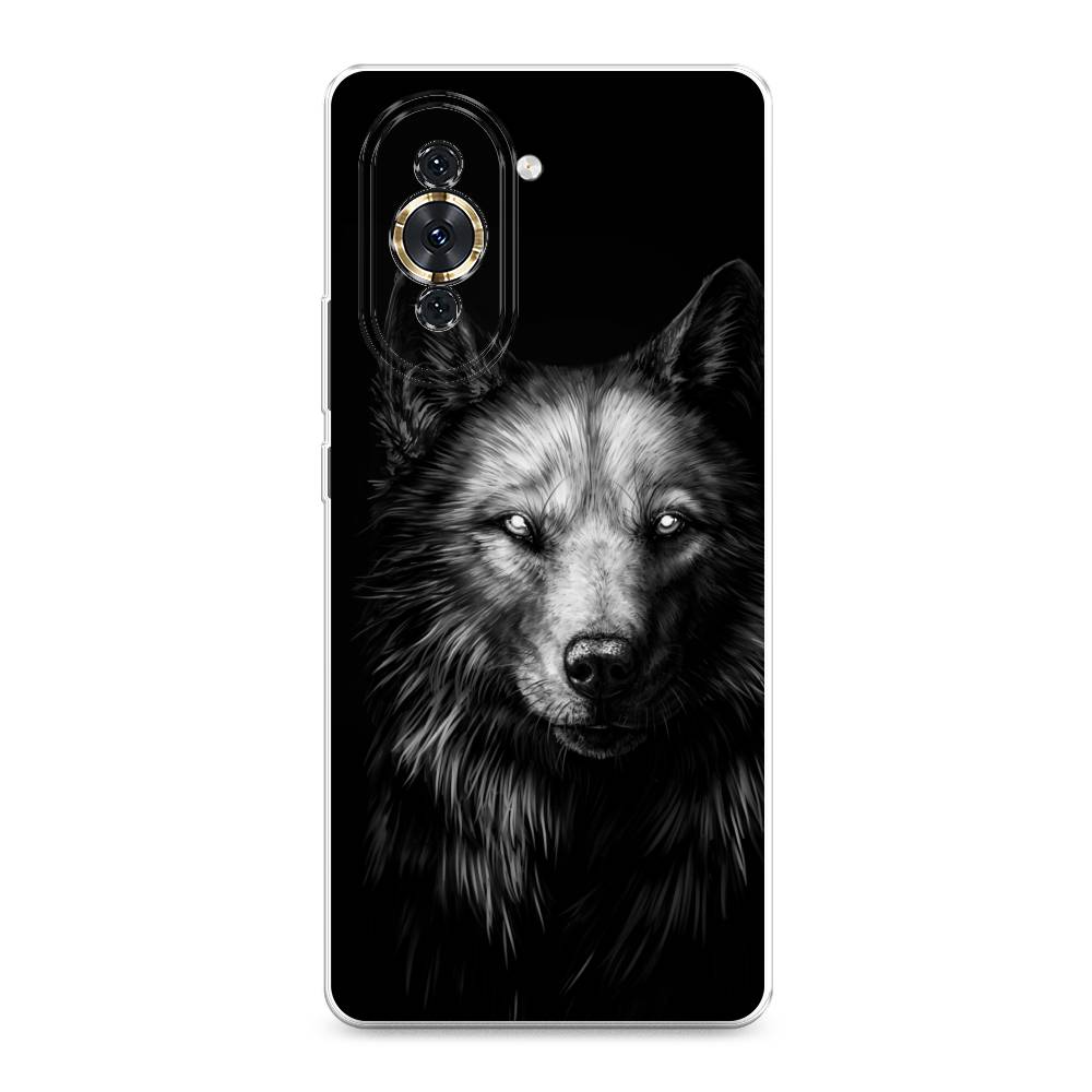 фото Силиконовый чехол "волк черно белый" на huawei nova 10 awog