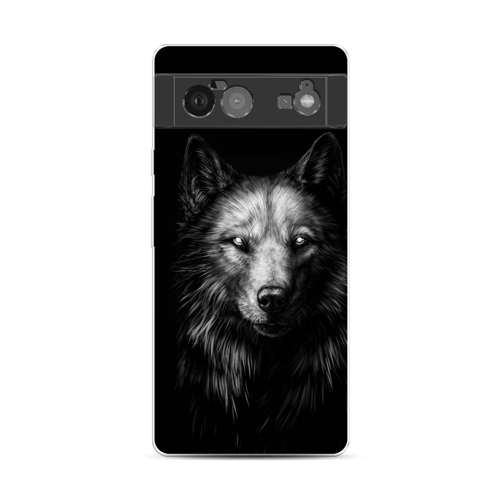 фото Силиконовый чехол "волк черно белый" на google pixel 6 awog