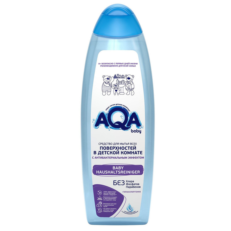 фото Средство для мытья всех поверхностей aqa baby с антибактер. эффектом, 500 мл, 02016404