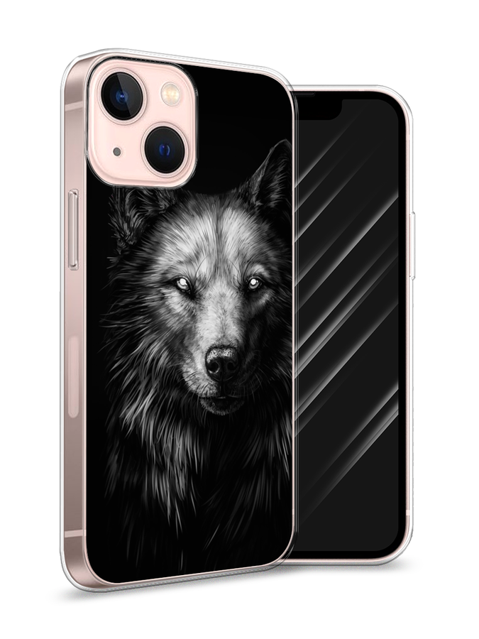 фото Чехол awog на apple iphone 13 mini / айфон 13 mini "волк черно белый"