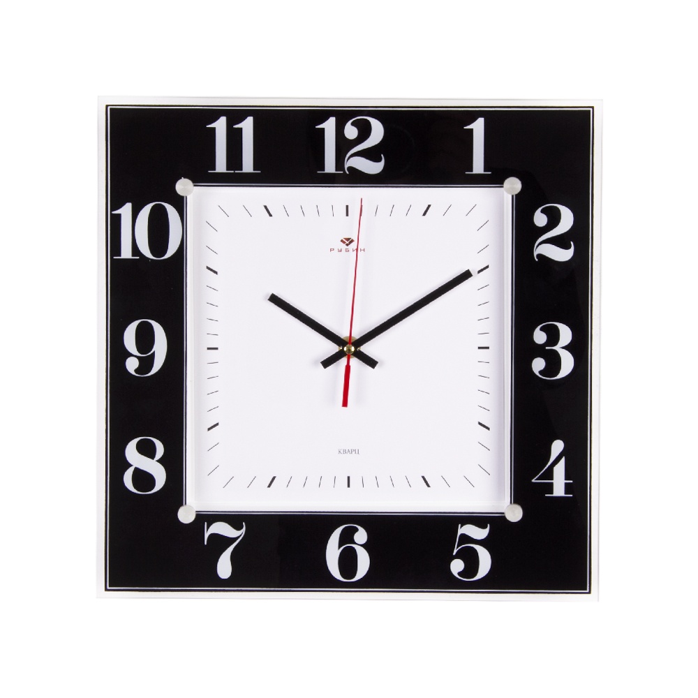фото Часы настенные рубин квадратные 31х31 см, корпус черный "классика"