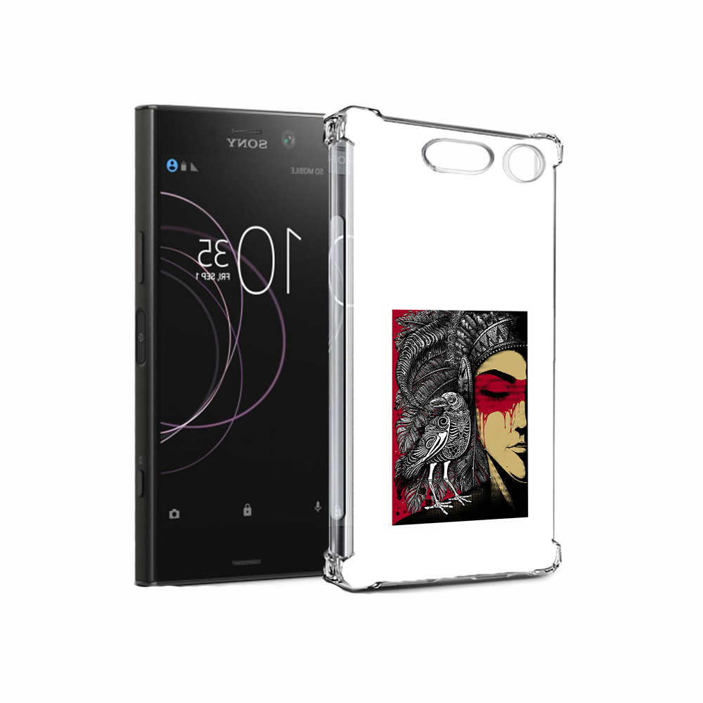 

Чехол MyPads Tocco для Sony Xperia XZ1 девушка с вороном в абстракции (PT77229.221.311), Прозрачный, Tocco