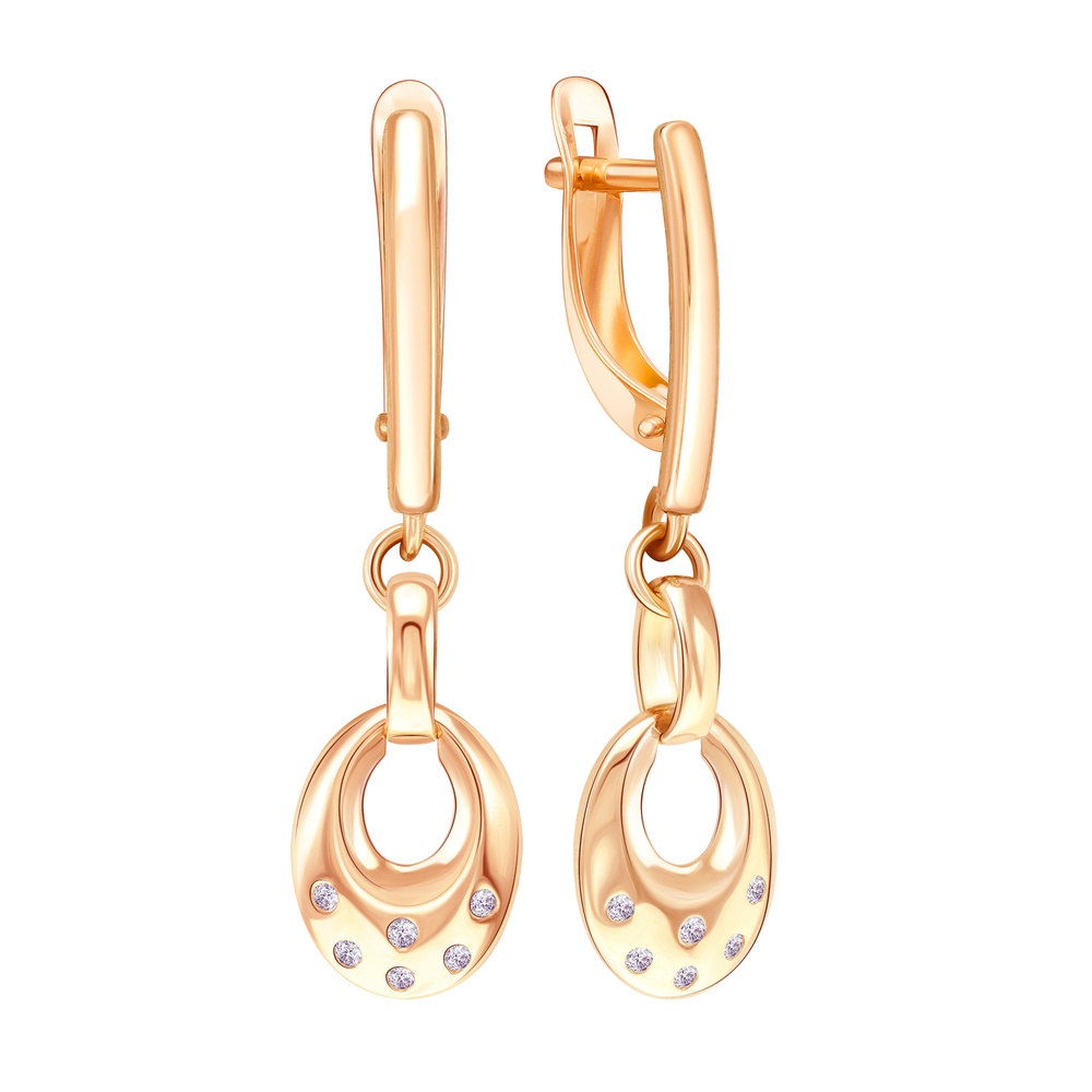 

Серьги из красного золота 585Gold 302007133, фианит, 302007133