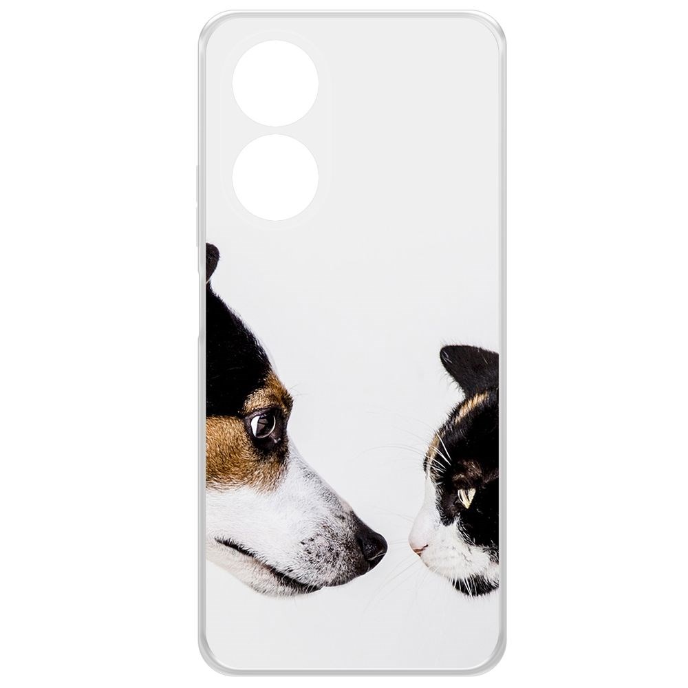 

Чехол-накладка Krutoff Clear Case Собаки против кошек для Oppo A58 4G, Прозрачный