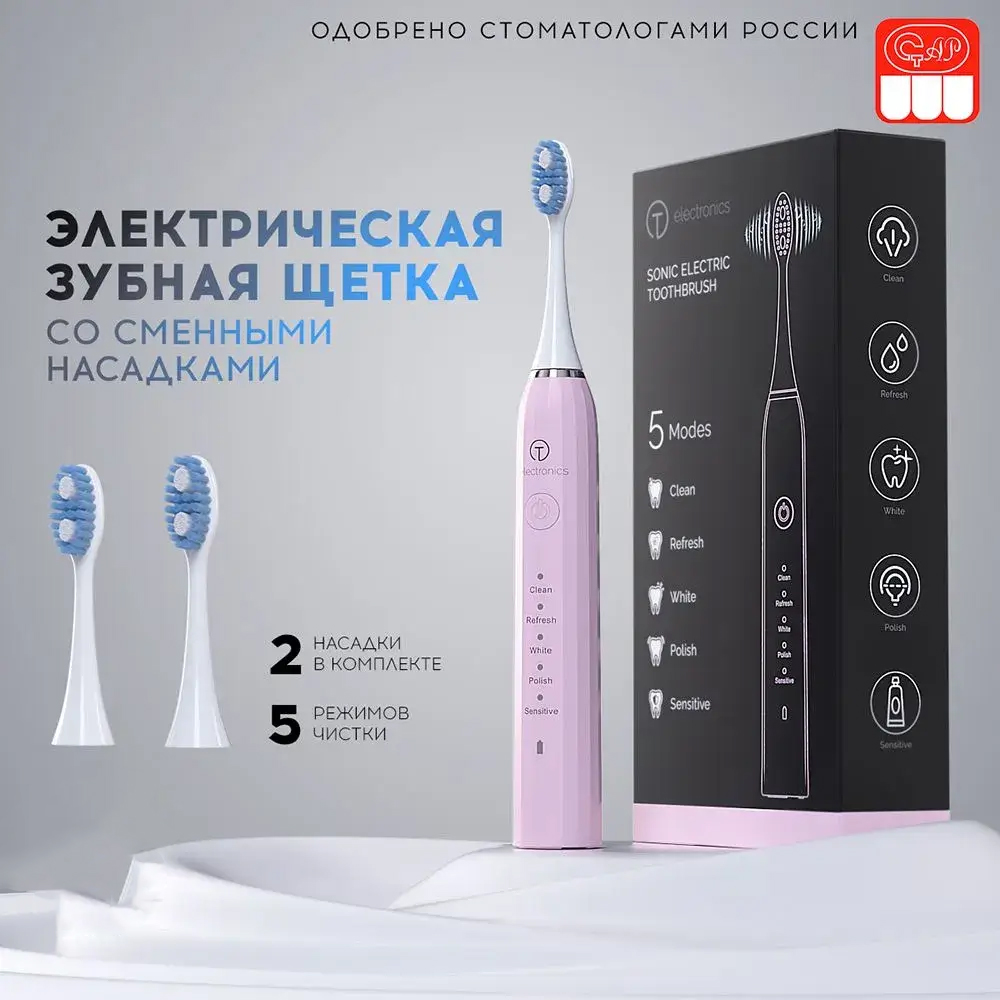 Электрическая зубная щетка Titan Electronics TELTB-008 розовая средство для чистки ванной комнаты 500 мл clean plus