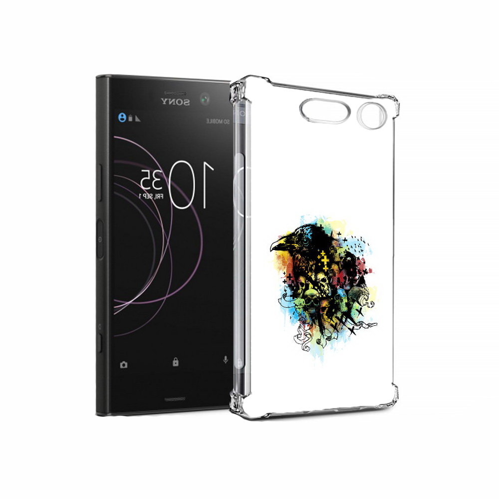 Чехол MyPads Tocco для Sony Xperia XZ1 ворон и черепа (PT77229.221.273)