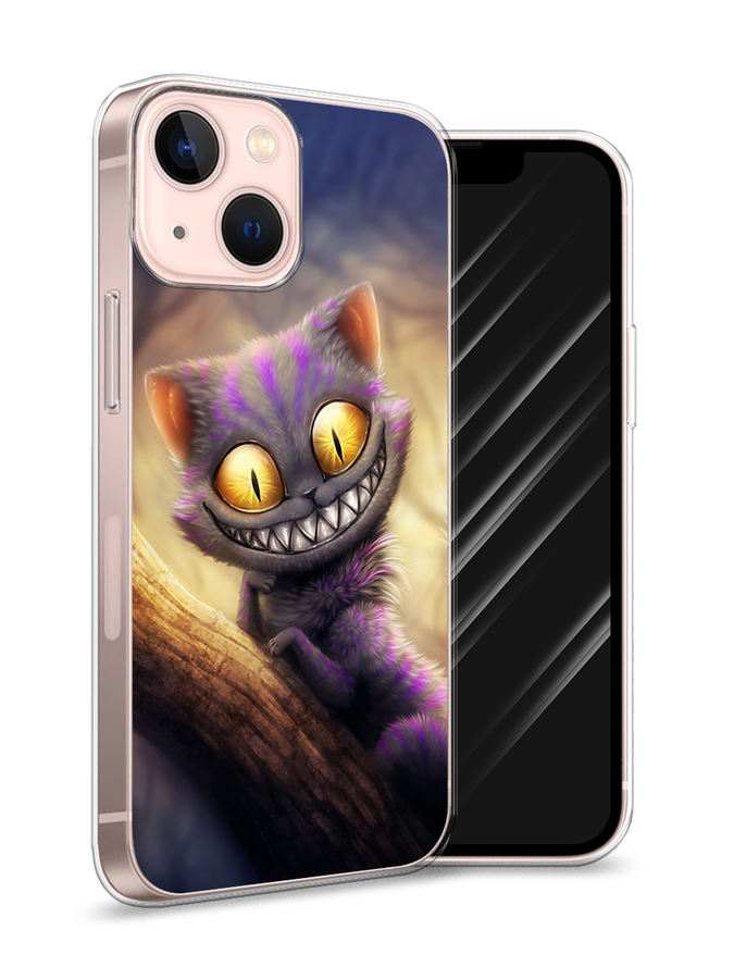 

Чехол Awog на Apple iPhone 13 mini / Айфон 13 mini "Cheshire Cat", Фиолетовый;желтый, 14150-1