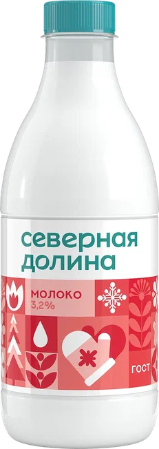 Молоко 3,2% пастеризованное 900 мл Северная Долина БЗМЖ