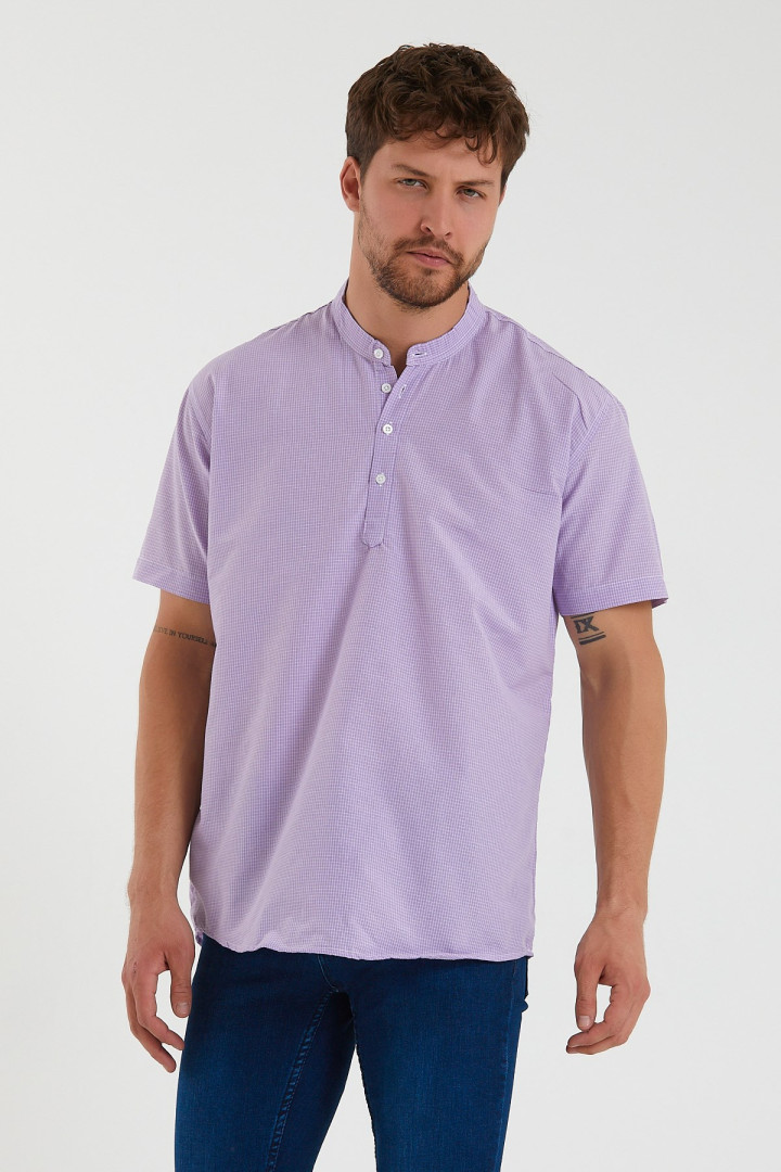 Рубашка мужская Terapi Giyim 26317 фиолетовая 3XL (товары доставляются из-за рубежа)