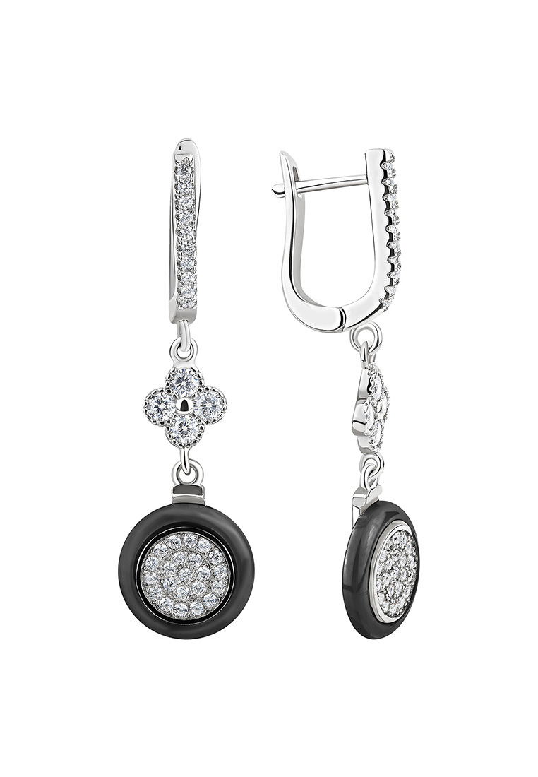 

Серьги подвески из серебра с фианитом/керамикой Kari Jewelry СЛ-3626КБ, СЛ-3626КБ