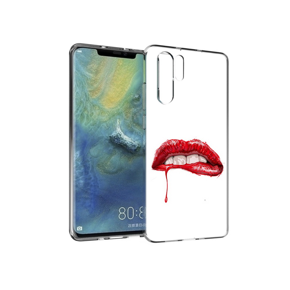 

Чехол MyPads Tocco для Huawei P30 Pro яркие красные губы, Прозрачный, Tocco